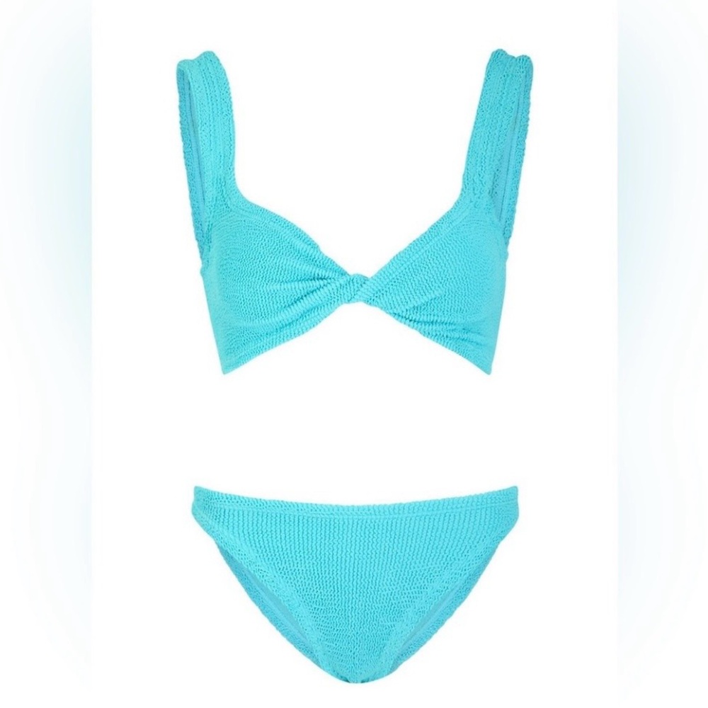 NWT Hunza G Juno Seersucker Bikini Aqua One Size - Picture 4 of 7